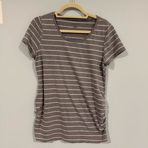 BumpStart Charcoal and White Striped Short Sleeve Tee